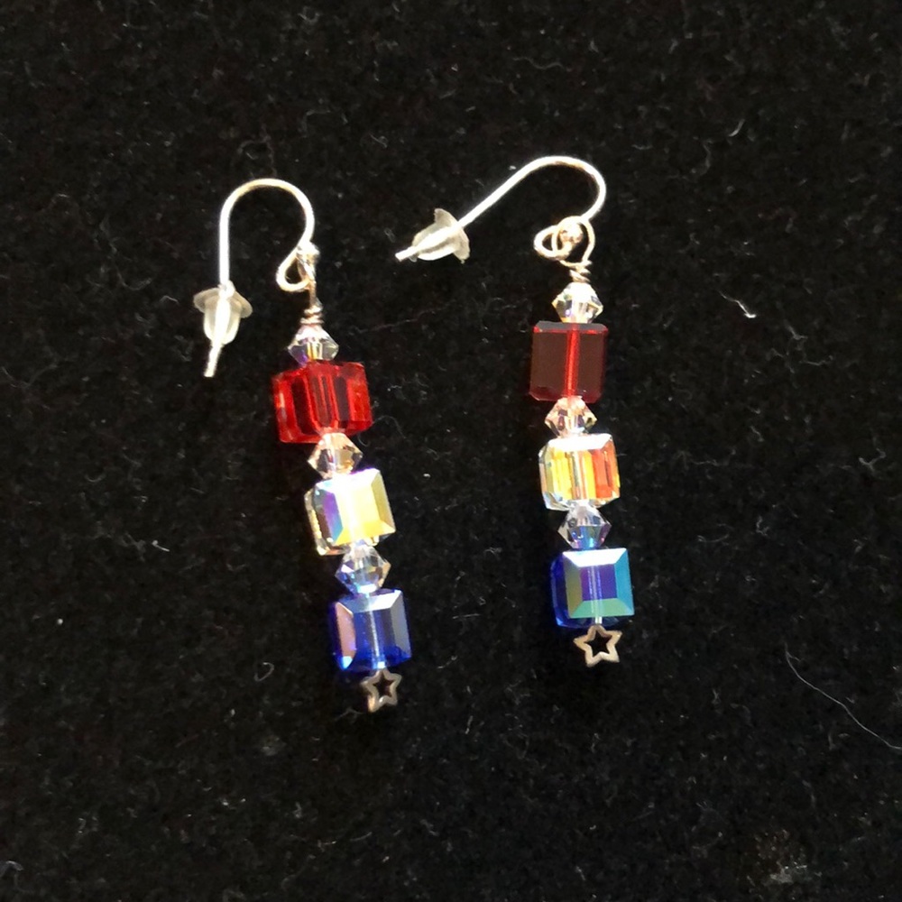 Handmade Red White & Blue Patriotic earrings